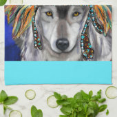 Grijze Wolf Art Theedoek (Gevouwen)