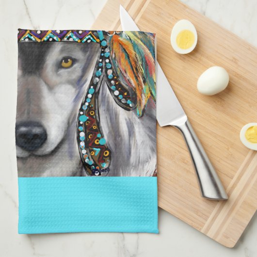 Grijze Wolf Art Theedoek (Quarter Fold)