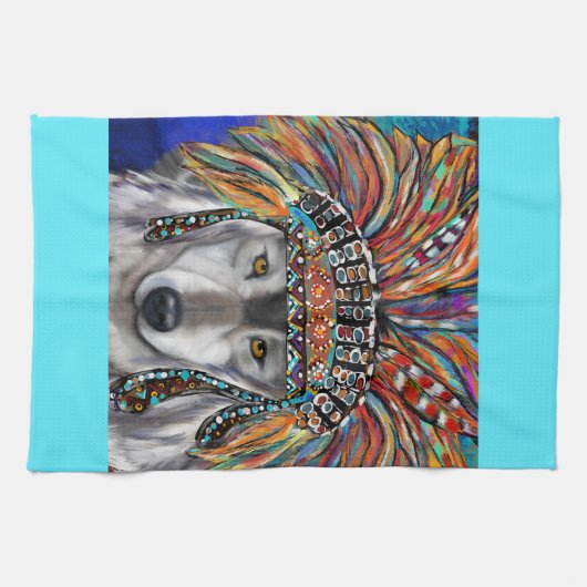 Grijze Wolf Art Theedoek (Horizontaal)