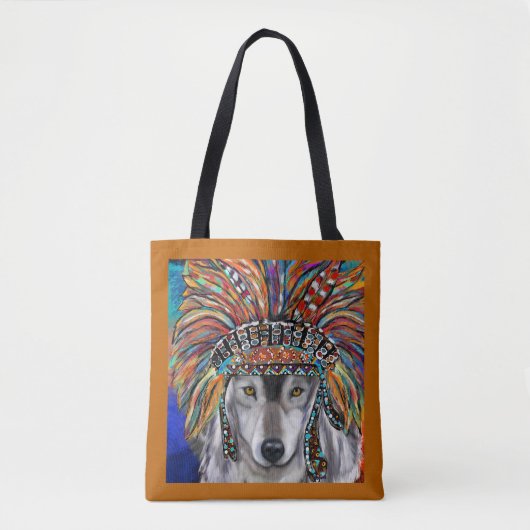 Grijze Wolf Art Tote Bag (Voorkant)