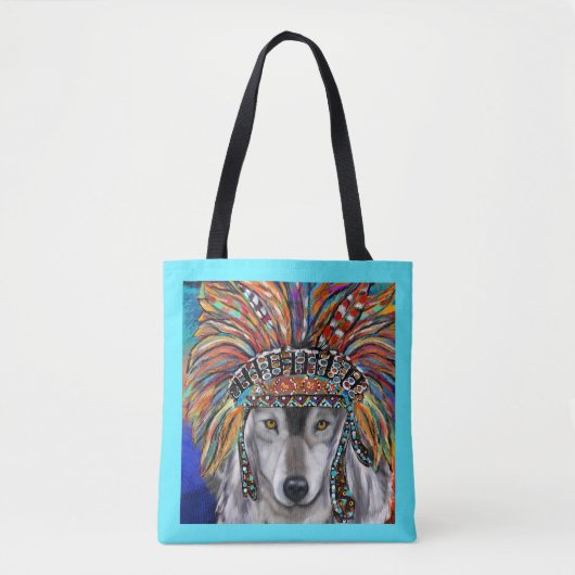 Grijze Wolf Art Tote Bag (Voorkant)