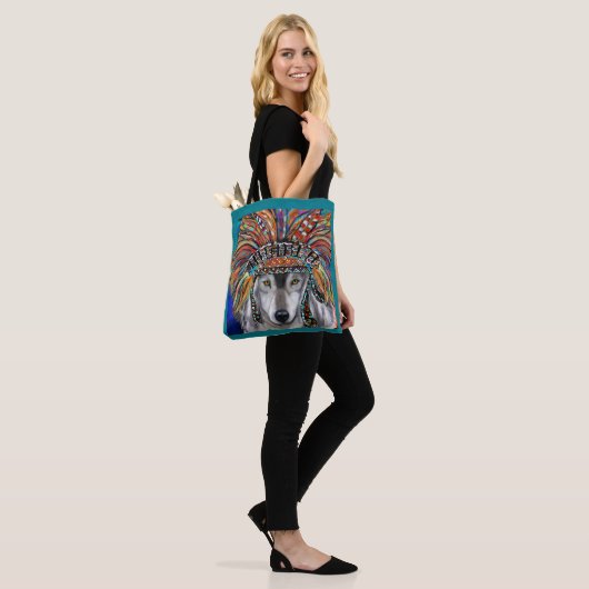 Grijze Wolf Art Tote Bag (Op model)