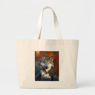 Grijze wolf, bedreigde soorten Digitale Fotografie Grote Tote Bag