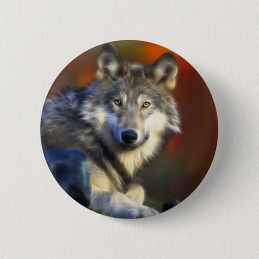 Grijze wolf, bedreigde soorten Digitale Fotografie Ronde Button 5,7 Cm (Voorkant)