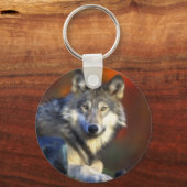 Grijze wolf, bedreigde soorten Digitale Fotografie Sleutelhanger (Voorkant)