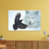 Grijze Wolf & Black Raven Wildlife Art Print (Insitu (Woonkamer))
