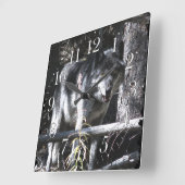 Grijze Wolf & Bos Fotoklok Vierkante Klok (Hoek)