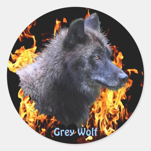 GRIJZE WOLF & BOSBRAND Wildlife Supporter Ronde Sticker (Voorkant)