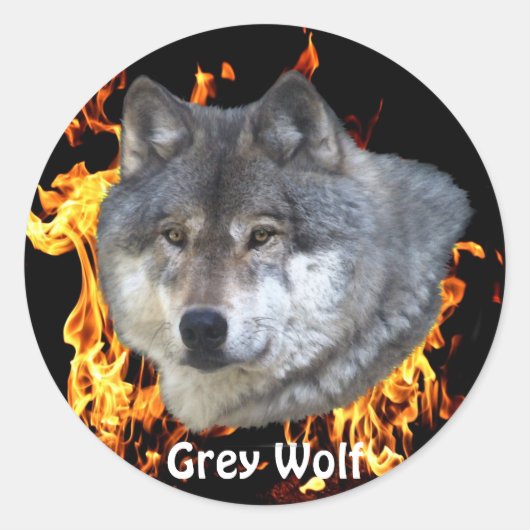 GRIJZE WOLF & BOSBRAND Wildlife Supporter Ronde Sticker (Voorkant)