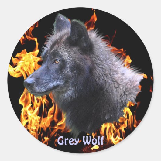 GRIJZE WOLF & BOSBRAND Wildlife Supporter Ronde Sticker (Voorkant)