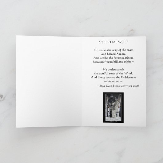 GRIJZE WOLF & BOSSEN Kunst & Poëzie Groet-Kaarten Bedankkaart (Binnen)