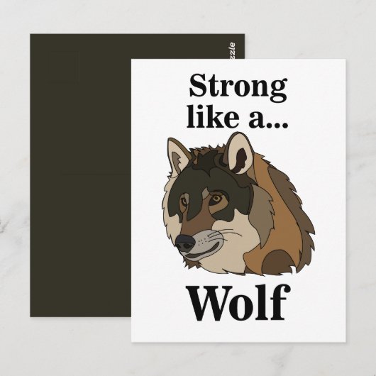 Grijze Wolf Briefkaart (Voorkant / Achterkant)