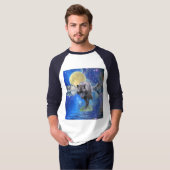 GRIJZE WOLF & BUITENRUIMTE Fantasy Wildlife Art T-shirt (Voorkant volledig)