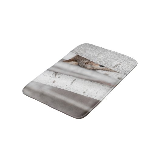 Grijze Wolf (Canis lupus) achter de boom Badmat (Gekanteld)