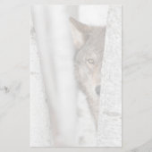 Grijze Wolf (Canis lupus) achter de boom Briefpapier (Voorkant)