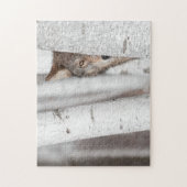 Grijze Wolf (Canis lupus) achter de boom Legpuzzel (Verticaal)