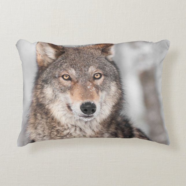 Grijze Wolf (Canis lupus) met één achterzijde Decoratief Kussen (Voorkant)