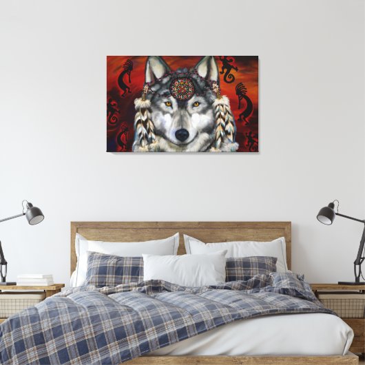 Grijze Wolf Canvas Afdruk (Insitu (Slaapkamer))