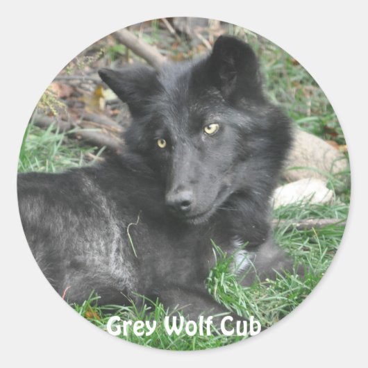 GRIJZE WOLF CUB Wildlife Supporter Stickers (Voorkant)