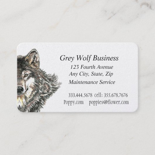 Grijze Wolf Custom Visitekaartjes (Voorkant)