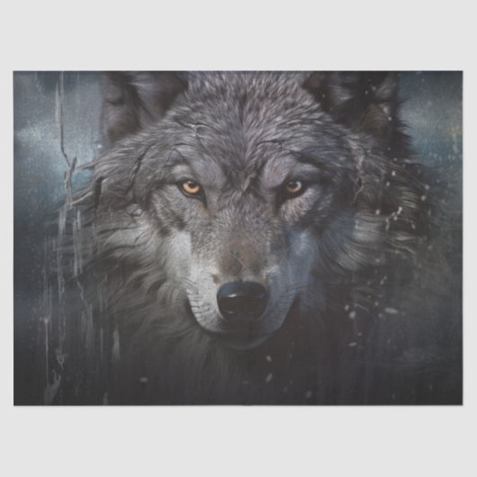 Grijze Wolf Decoupage Tissue Paper Tissuepapier (Voorkant)
