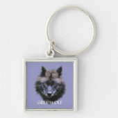 GRIJZE WOLF Design Wildlife Art Sleutelhanger (Voorkant)