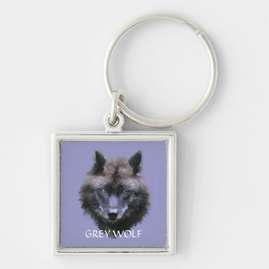 GRIJZE WOLF Design Wildlife Art Sleutelhanger (Voorkant)