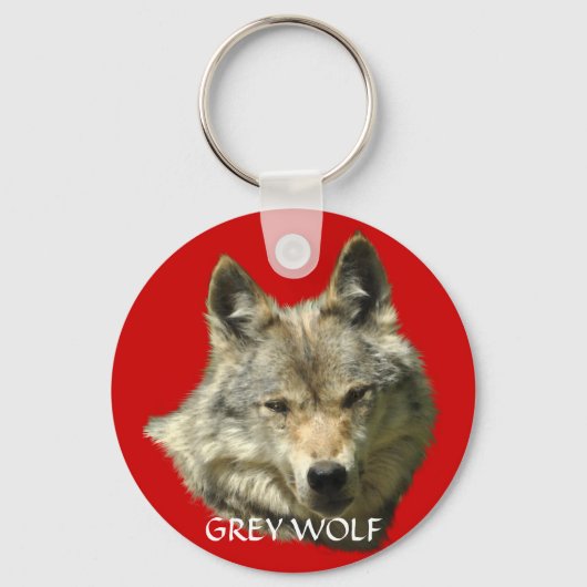 GRIJZE WOLF Design Wildlife Art Sleutelhanger (Voorkant)