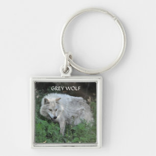 GRIJZE WOLF Design Wildlife Art Sleutelhanger