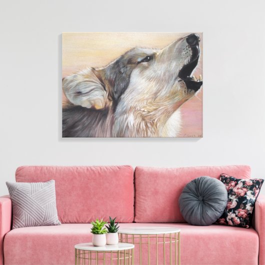 grijze wolf die met het schilderen van wilde diere canvas afdruk (Insitu (Woonkamer))