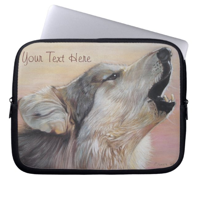 grijze wolf die met het schilderen van wilde diere laptop sleeve (Voorkant)