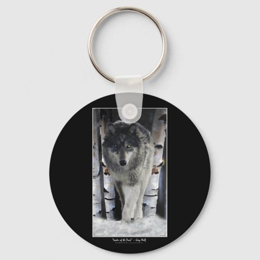 Grijze wolf en bossneeuw sleutelhanger (Voorkant)