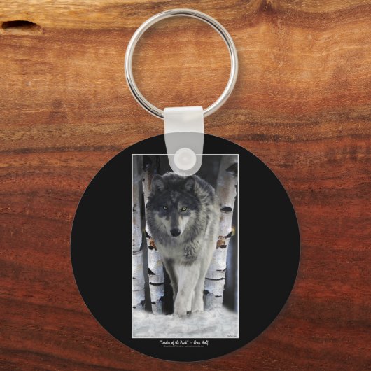 Grijze wolf en bossneeuw sleutelhanger (Voorkant)