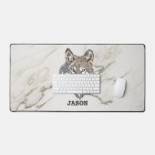 Grijze Wolf en marmer Stone Bureaumat (Keyboard & Muis)