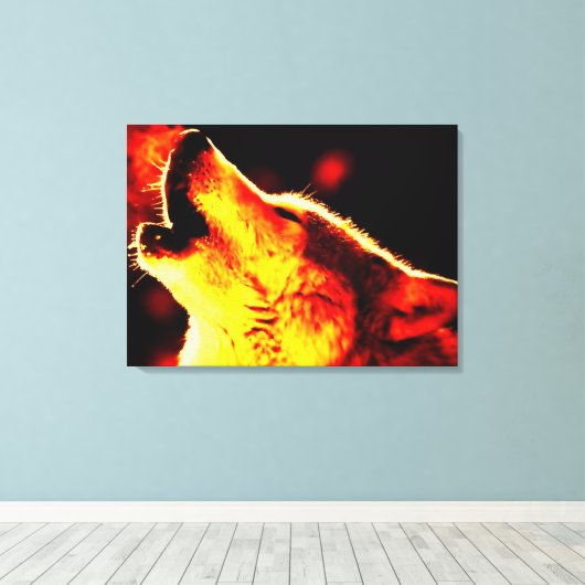 Grijze Wolf en Night Wrapped Canvas (Insitu (Houten vloer))