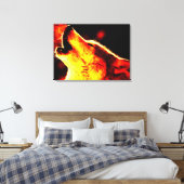 Grijze Wolf en Night Wrapped Canvas Afdruk (Insitu (Slaapkamer))