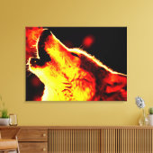Grijze Wolf en Night Wrapped Canvas Afdruk (Insitu (Woonkamer))