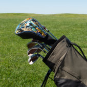 Grijze wolf en Wildbloemen Golfheadcover (Insitu)
