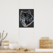Grijze Wolf Eyes Artwork Poster afdrukken (Keuken)