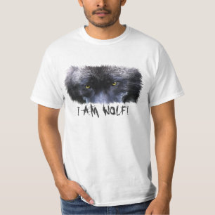 Grijze Wolf Eyes "Ik Ben Wolf" Wildlife Art T-shirt