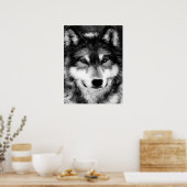 Grijze wolf Eyes Motivatie Poster afdrukken (Keuken)