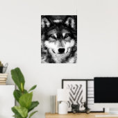 Grijze wolf Eyes Motivatie Poster afdrukken (Thuiskantoor)