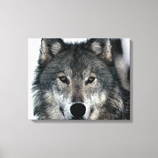 Grijze Wolf Eyes Wrapped Canvas (Voorkant)