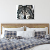 Grijze Wolf Eyes Wrapped Canvas Afdruk (Insitu (Slaapkamer))