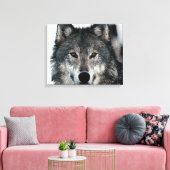 Grijze Wolf Eyes Wrapped Canvas Afdruk (Insitu (Woonkamer))