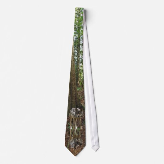 Grijze Wolf & Forest Wildlife Earth Dag Necktie Stropdas (Voorkant)