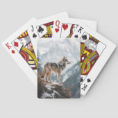 Grijze Wolf Foto Bergen Sneeuw Pokerkaarten (Achterkant)