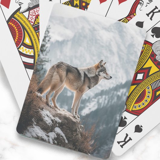Grijze Wolf Foto Bergen Sneeuw Pokerkaarten