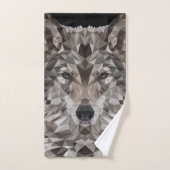 Grijze Wolf Geometric Portret Compact Mirror Bad Handdoek (Handdoek)