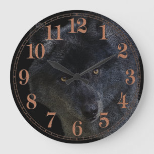 Grijze Wolf Gezicht Wildlife-Supporter Art Clock Grote Klok